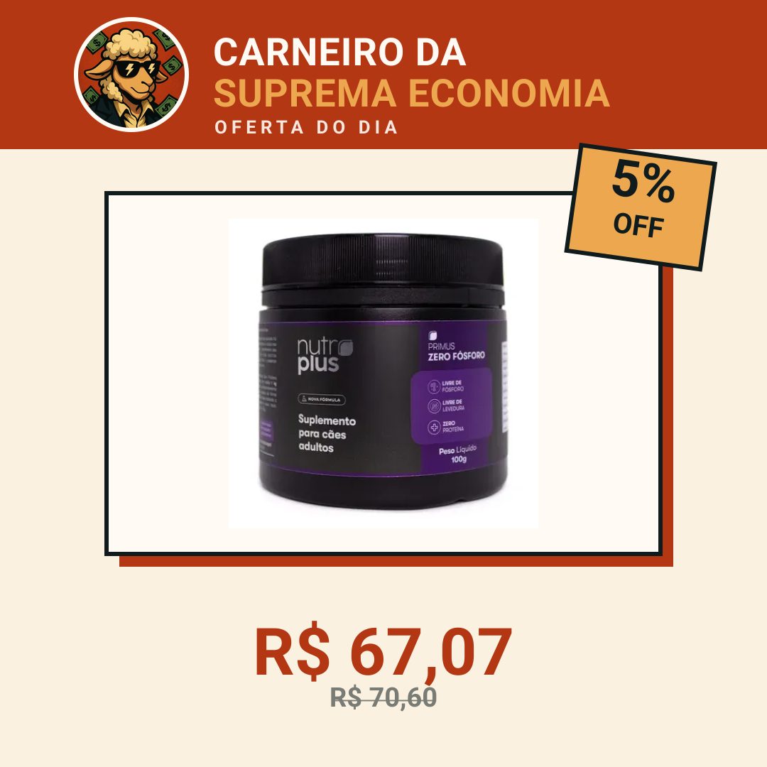 Suplemento Vitaminico e Mineral Nutroplus Primus Zero Fósforo Cães Adultos 100g