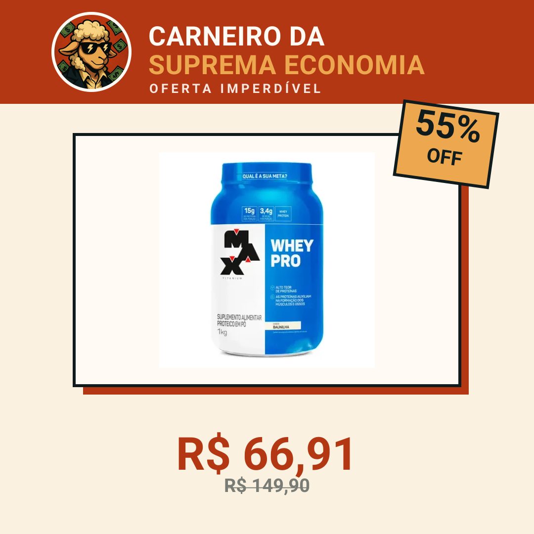 Whey Protein 1kg Whey Pro Max Titanium Sabor Baunilha BCAA e Aminoácidos
