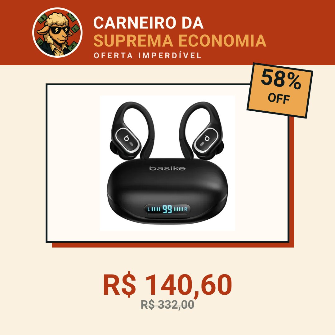 Basike Fone De Ouvido Bluetooth 6.0 Esportivo Sem Fio Gancho Intra-auricular,estéreo,Com display Led, Tws, Ipx5, Enc, Suporta Chamadas De Voz, Compatível Android E Ios, Cor Preto