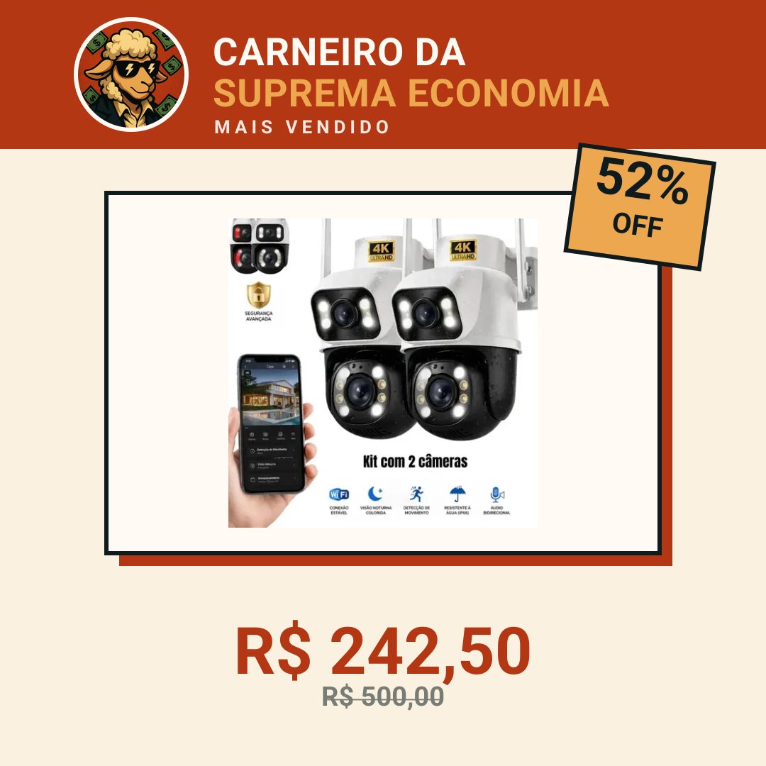 Kit 2 Câmeras de Segurança Woosh A28B Full HD Dupla Lente Wi-Fi com Visão Noturna Colorida