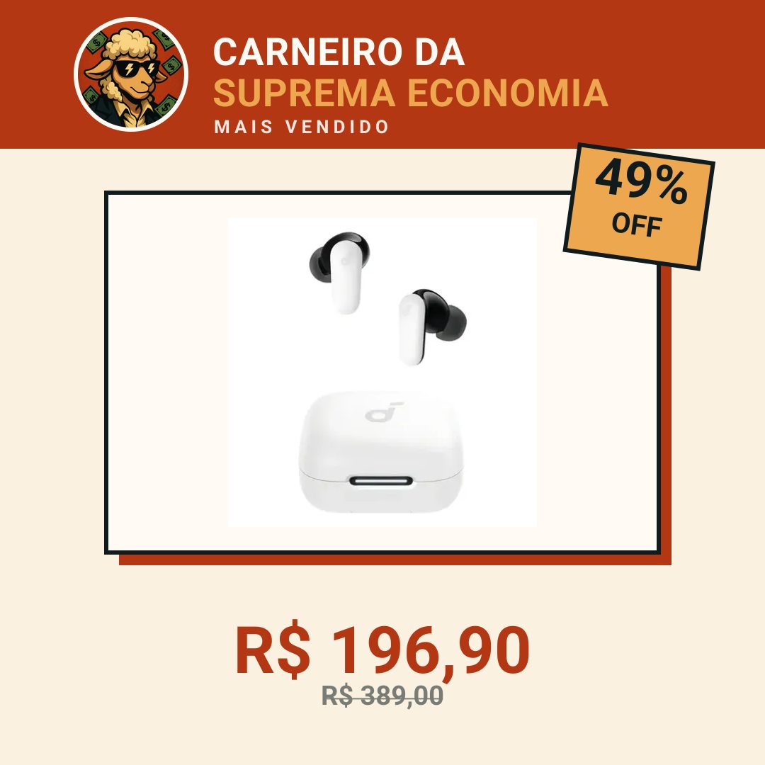 Fone de Ouvido Bluetooth 5.4 soundcore P30i da Anker, Cancelamento de Ruído Adaptativo, Graves Poderosos, 45H de Reprodução, Estojo 2-em-1 com Suporte para Celular, IP54, Fone sem fio TWS, Branco