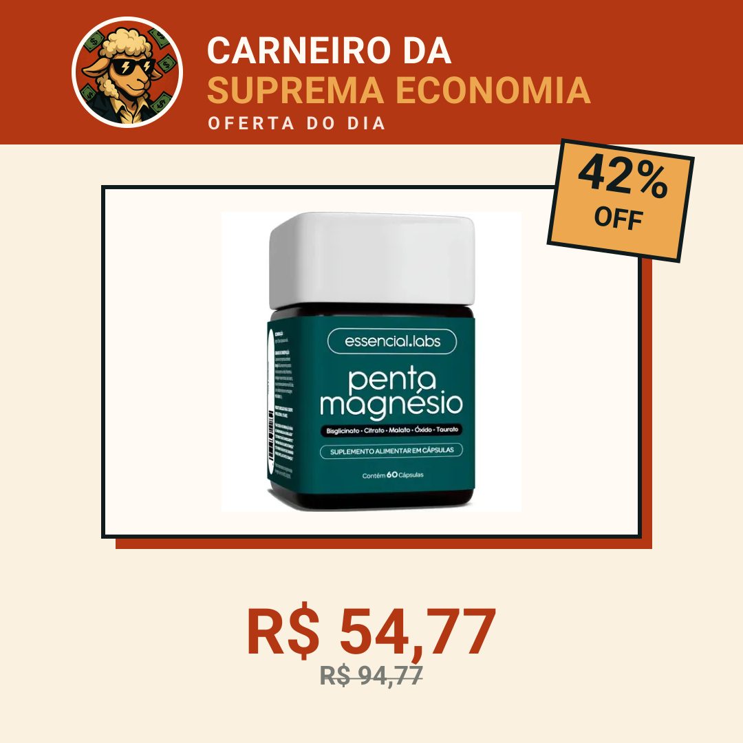 PENTA MAGNÉSIO - Bisglicinato + Dimalato + Citrato + Taurato + Óxido de Magnésio - A Combinação Perfeita de 5 Magnésios com Máxima Pureza e Biodisponibilidade - 60 Cápsulas