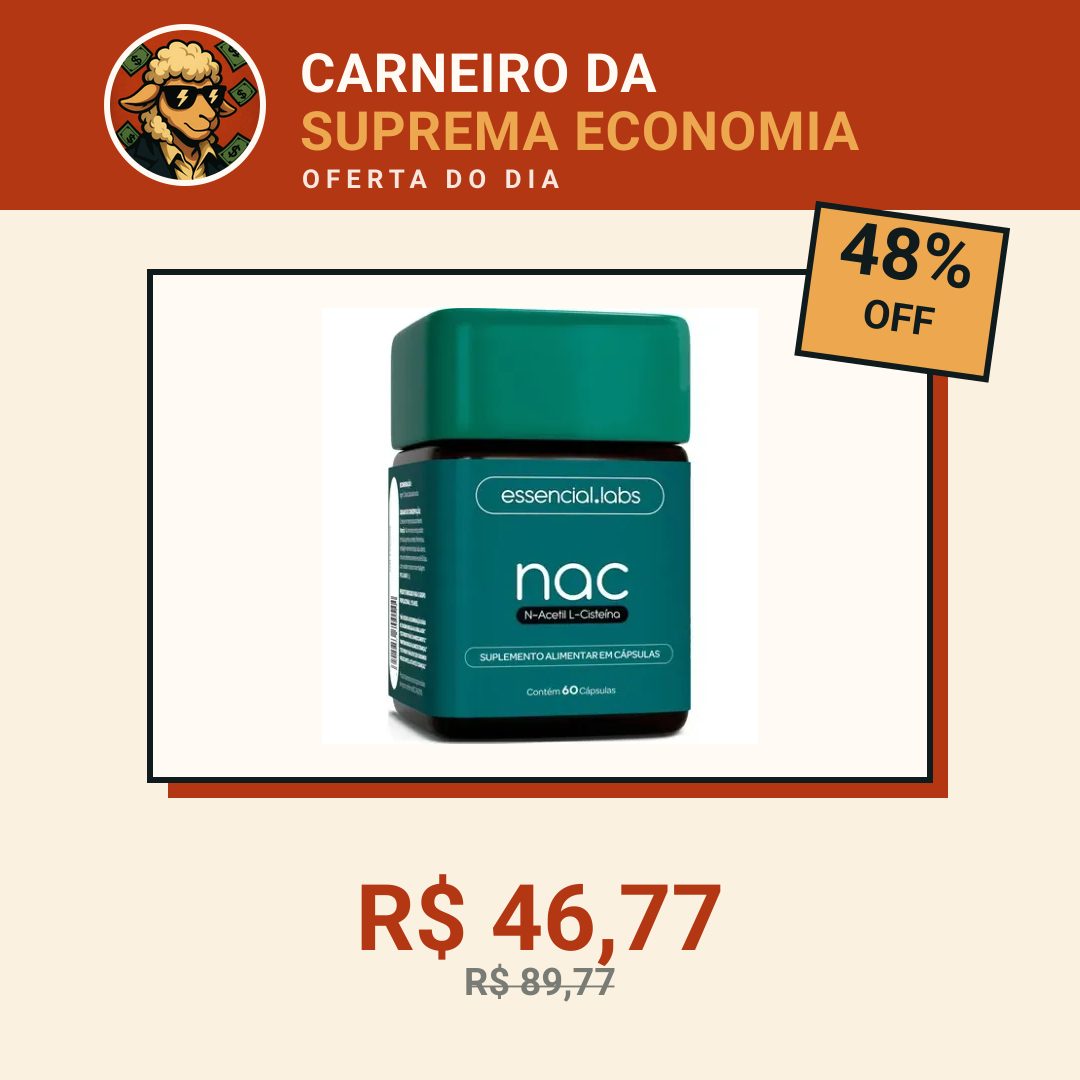 NAC 600mg - Fórmula Exclusiva com Máxima Concentração e Pureza - N-Acetil L-Cisteína - 60 Cápsulas
