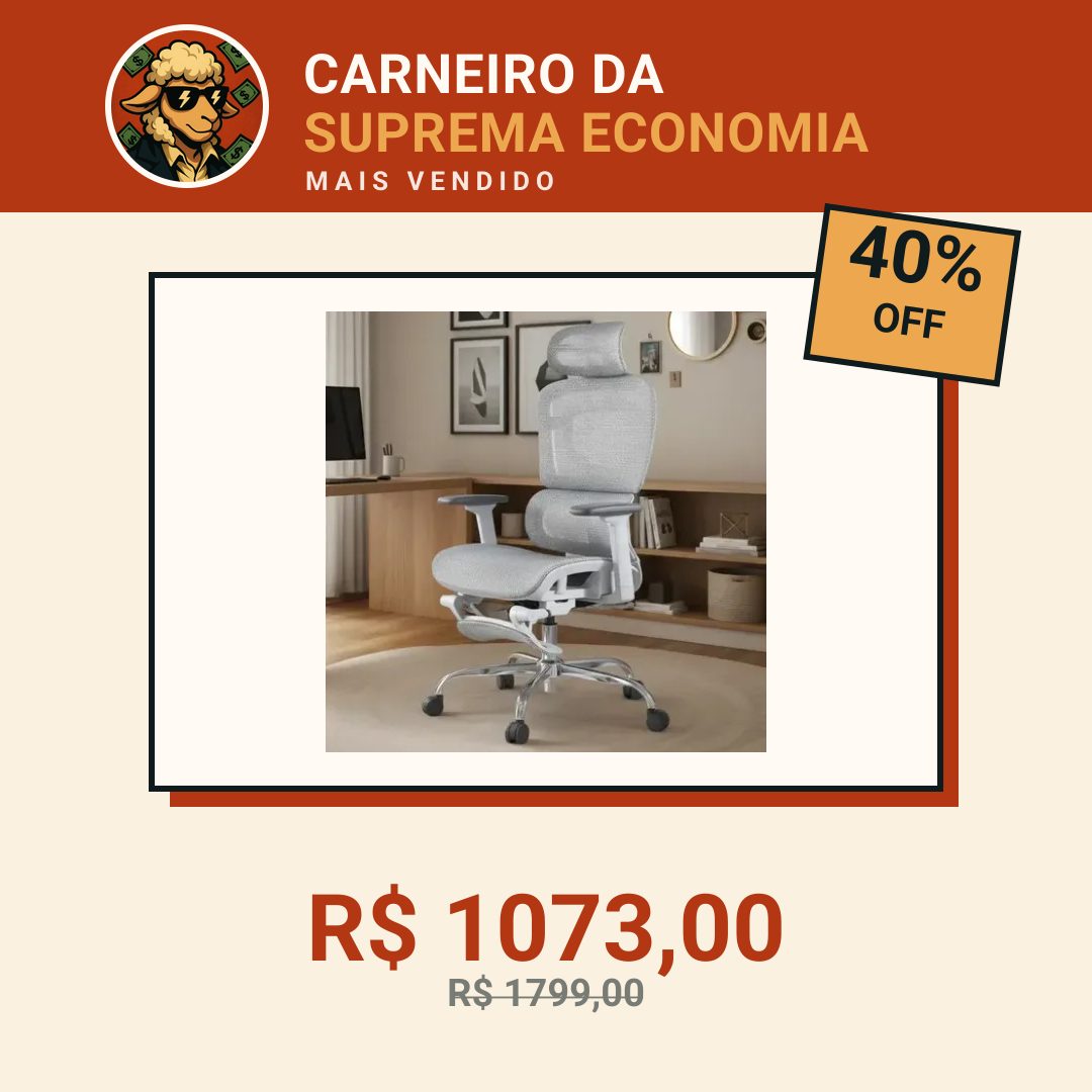 Cadeira De Escritório Ergonômica Mônaco WT07 Luvinco Malha Respirável Com Suporte Lombar Adaptável Apoio Para Pés Retrátil Encosto Ajustável Seis Posições Cor Cinza Suporta 200kg