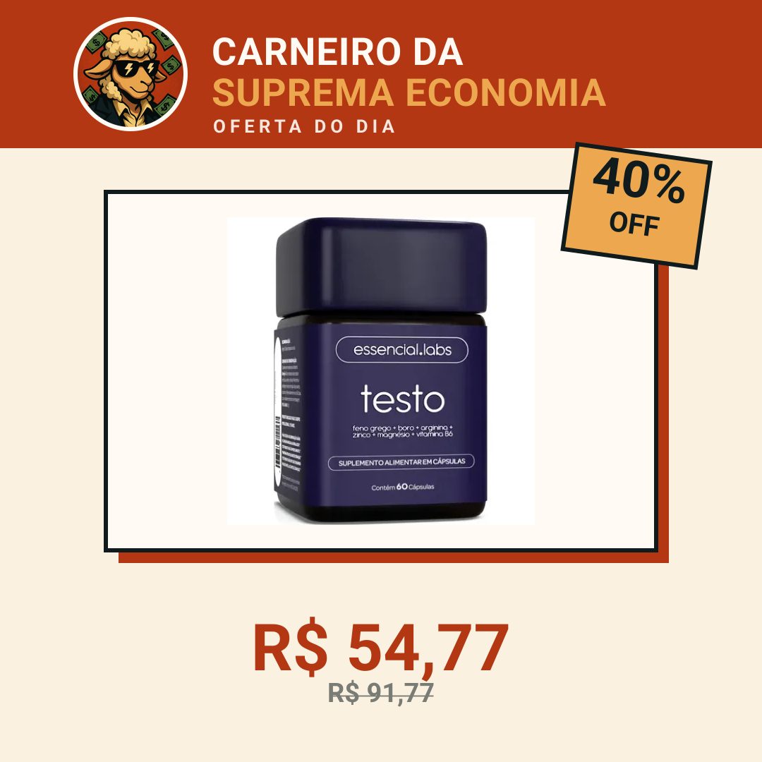 TESTO ESSENCIAL - Fórmula Exclusiva com Feno Grego + Boro + Arginina + ZMA + Vitamina B6 - Precursor da Testosterona - 60 cápsulas