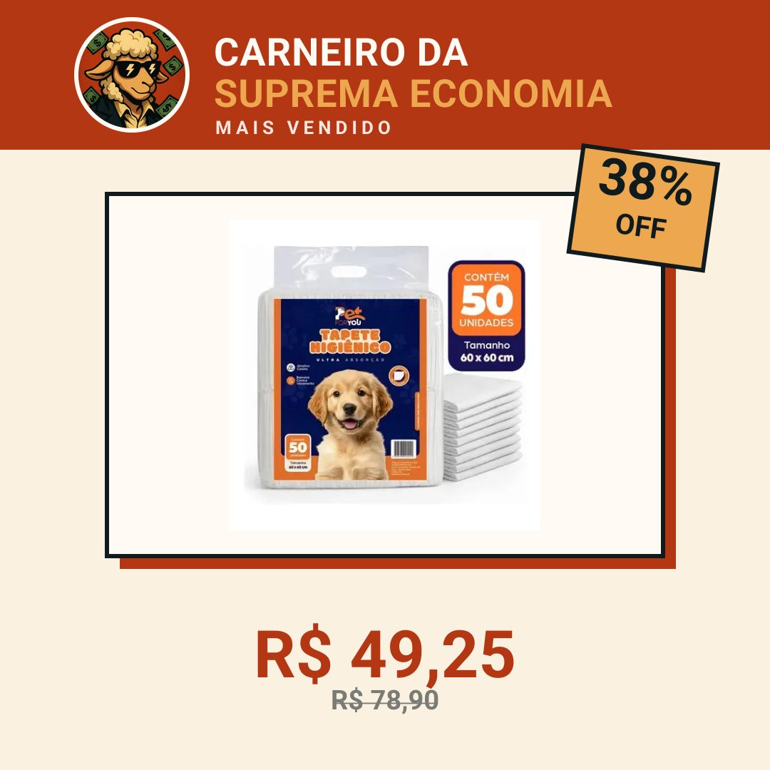 Tapete Higiênico Pet 50 Unidades 60x60 Descartável Cão Gato