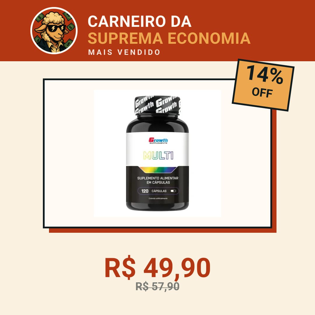 Multivitamínico 120 Cáps. Growth Supplements - Sabor Neutro (Nova Fórmula)