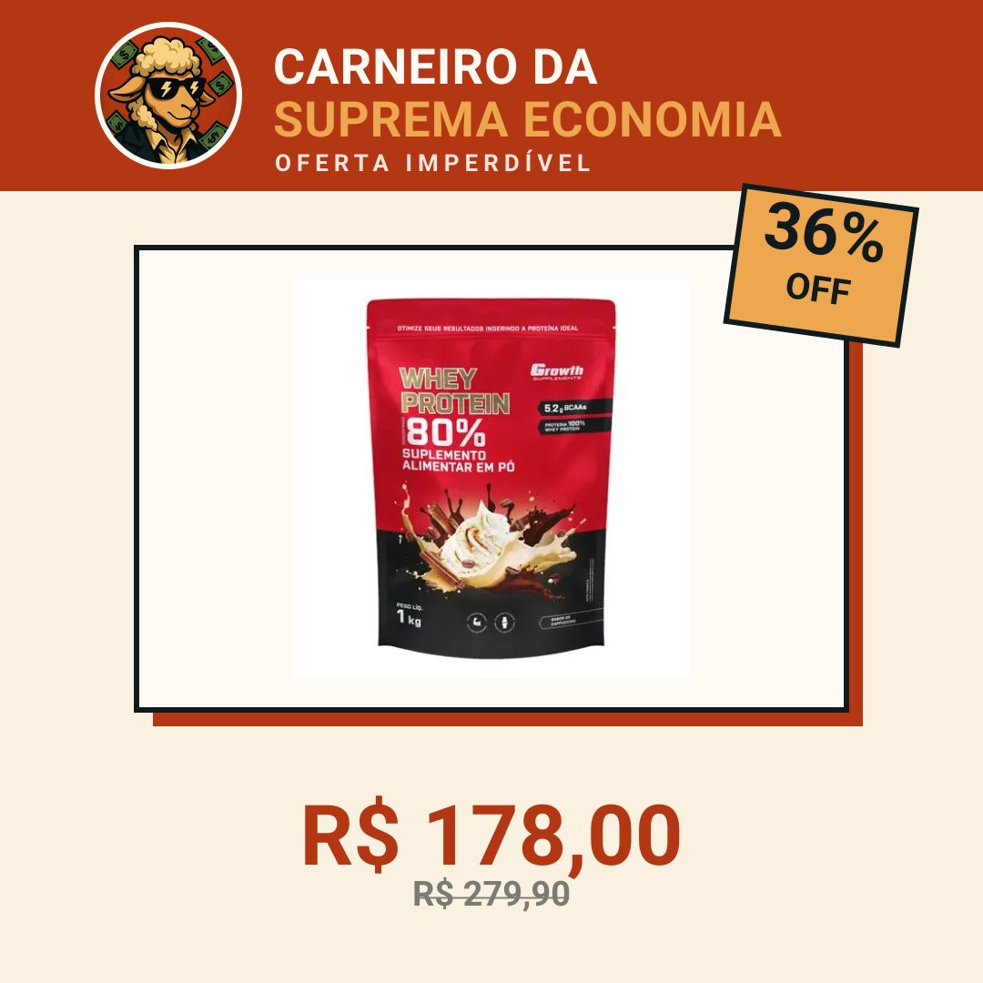 Whey Protein Concentrado 1kg Growth Supplements - Capuccino